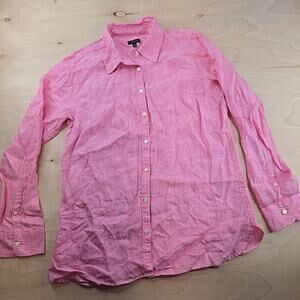 Talbots Women's Pink Linen Button Front Shirt Size Medium M